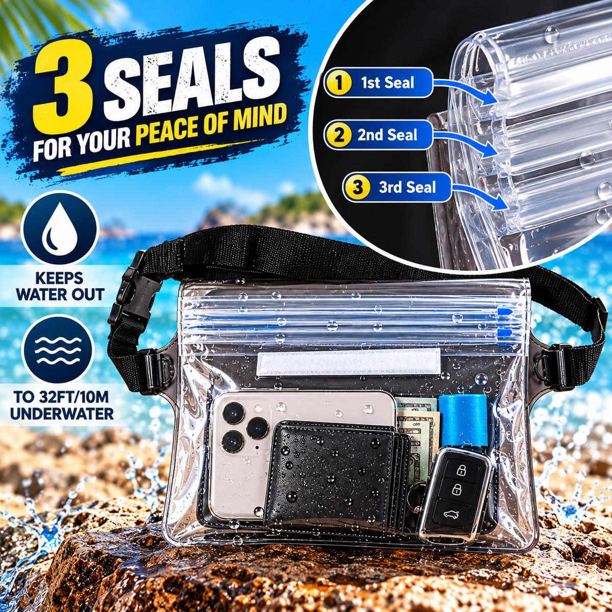 Combo Waterproof Waist Bag & Phone Pouch Set